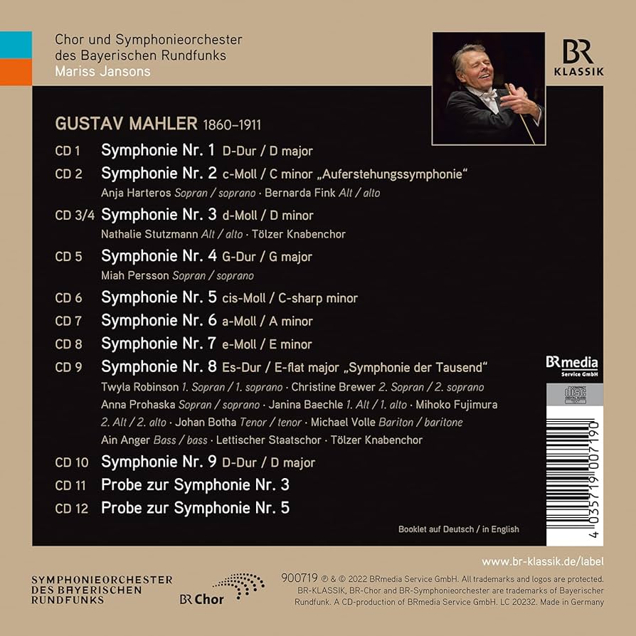 独12CD Mariss Jansons Mahler Symphonies 1-9 900719 BR-KLASSIK /00360 独12CD Mariss Jansons Mahler Symphonies 1-9 900719 BR